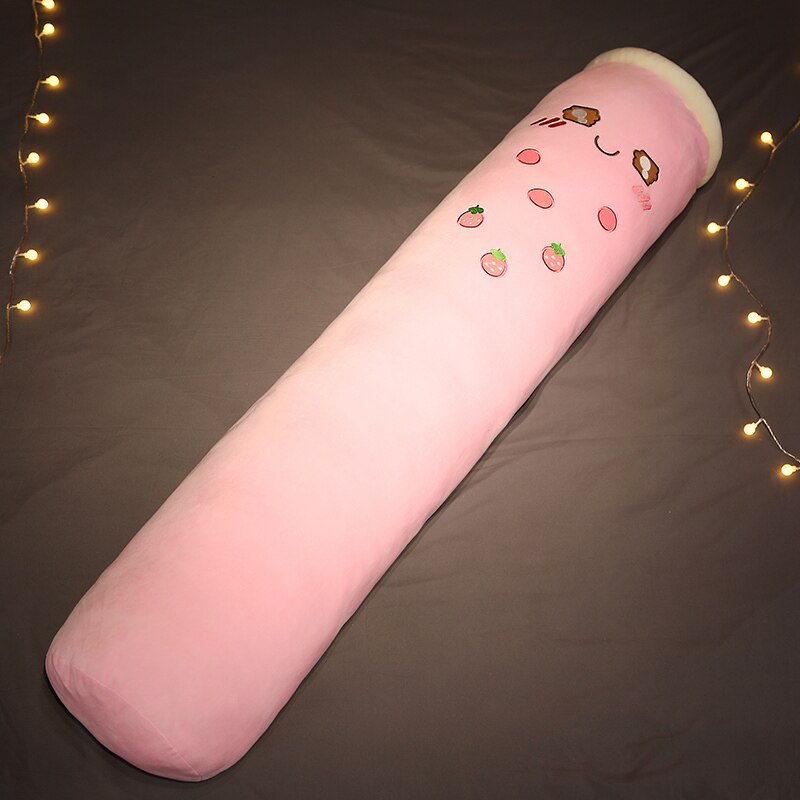 100/130/150cm Cute Bubble Tea Cup Plush Toy Soft Long Stuffed Pillow Kawaii Fruit Milk Tea Plush Doll Sleeping Cushion Girl Gift