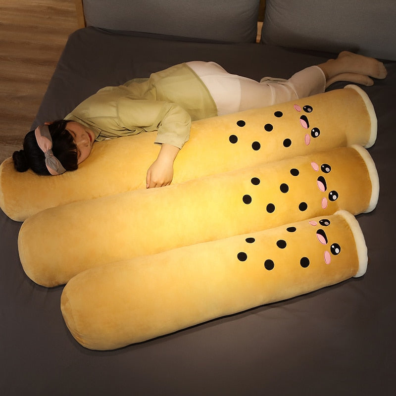 100/130/150cm Cute Bubble Tea Cup Plush Toy Soft Long Stuffed Pillow Kawaii Fruit Milk Tea Plush Doll Sleeping Cushion Girl Gift