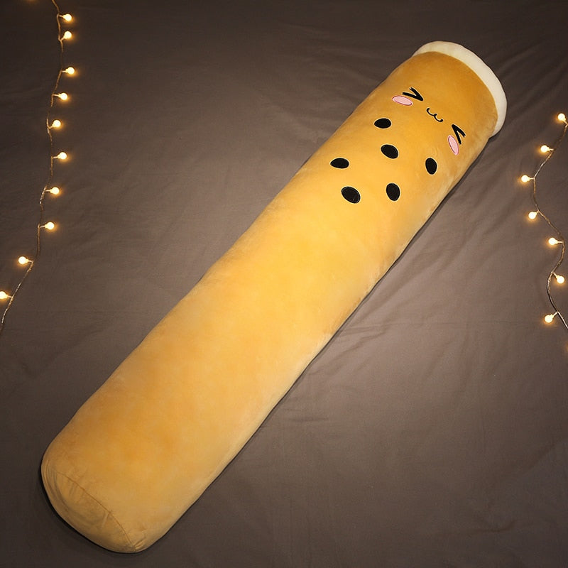 100/130/150cm Cute Bubble Tea Cup Plush Toy Soft Long Stuffed Pillow Kawaii Fruit Milk Tea Plush Doll Sleeping Cushion Girl Gift
