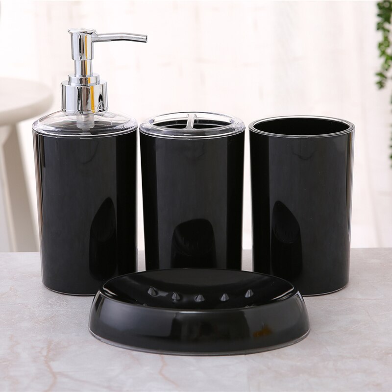 4 Pcs/Set Bathroom Accessories Suit Plastic Soap Dispenser Cup Toothbrush Holder Soap Dish Set
