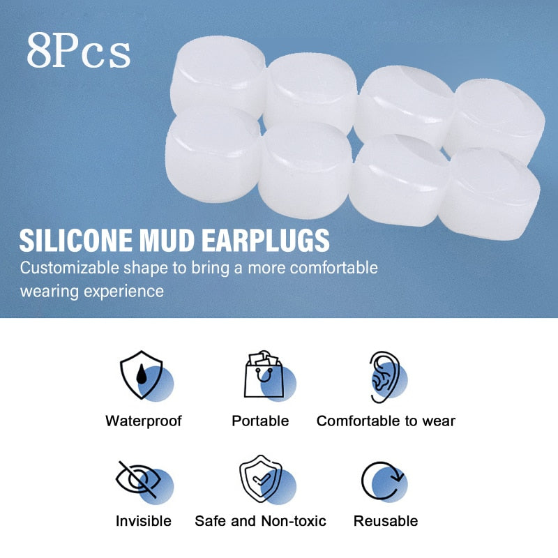 16/ 8Pcs Soft Silicone Earplugs White Noise Reduction Soundproof Earplug Waterproof Swimming Accessories Ear Plugs for Sleep