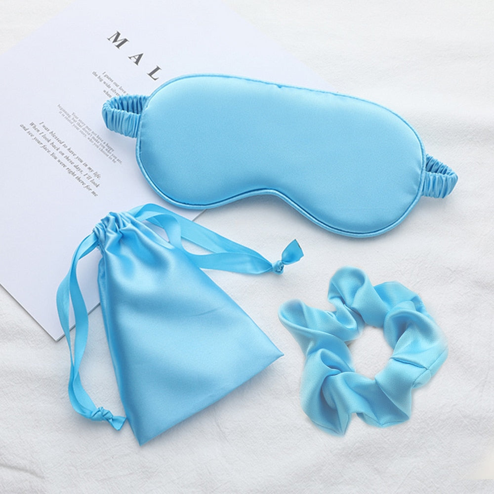 Sleeping Mask Silk Eye Night Mask Sleep Band Aid Eyes Cover Sort Patches For Women Blindfold Health Breathing Relax Nap Bandage