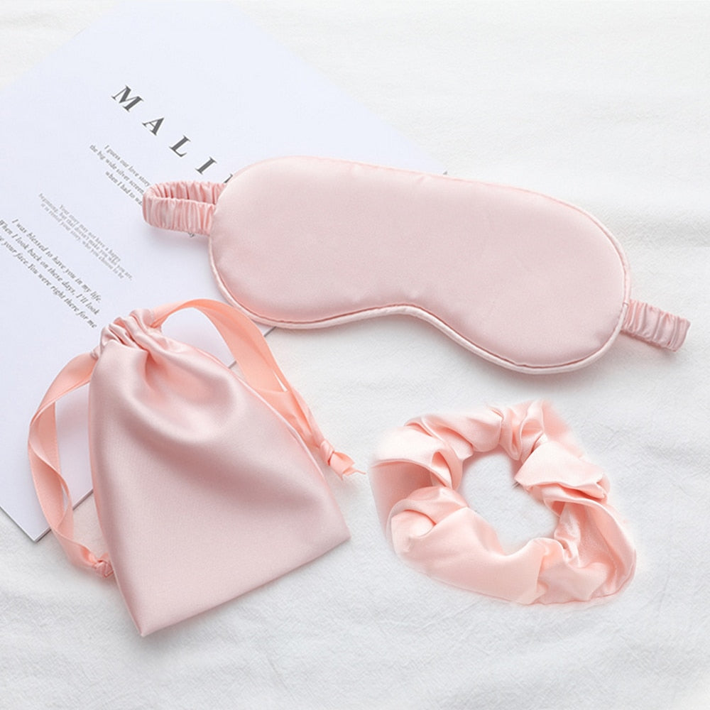 Sleeping Mask Silk Eye Night Mask Sleep Band Aid Eyes Cover Sort Patches For Women Blindfold Health Breathing Relax Nap Bandage