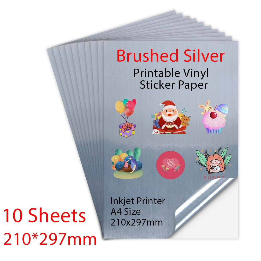 10 Sheets Printable Vinyl Sticker Paper Glossy adhesive Copy Paper 216*279mm Vinyl Printing Paper for Inkjet printer DIY Crafts