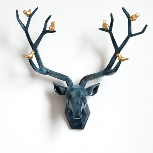 Resin 3d Big Deer Head Wall Decor for Home Satue Decoration Accessories Abstract Sculpture Modern Animal Head wall Decoration