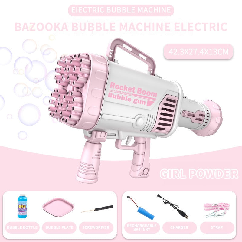 Hot Sales Electric Bubble Gun Gatlin Bubble Gun Machine Soap Bubbles Magic Bubble for Bathroom Outdoor Toys For Children