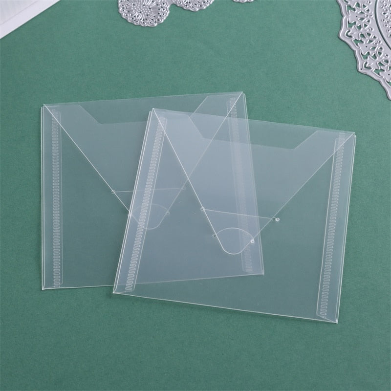 10pcs-40pcs Transparent Plastic Folder Storage Bags Envelopes For Cutting Dies Stamps Paper Cardstock Organizer Holders Bags