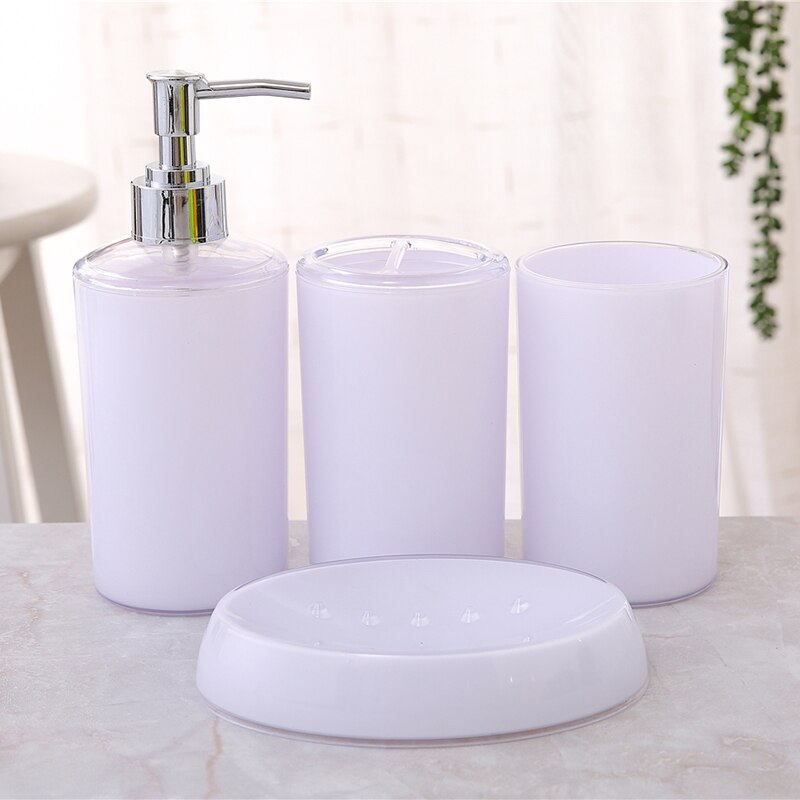 4 Pcs/Set Bathroom Accessories Suit Plastic Soap Dispenser Cup Toothbrush Holder Soap Dish Set
