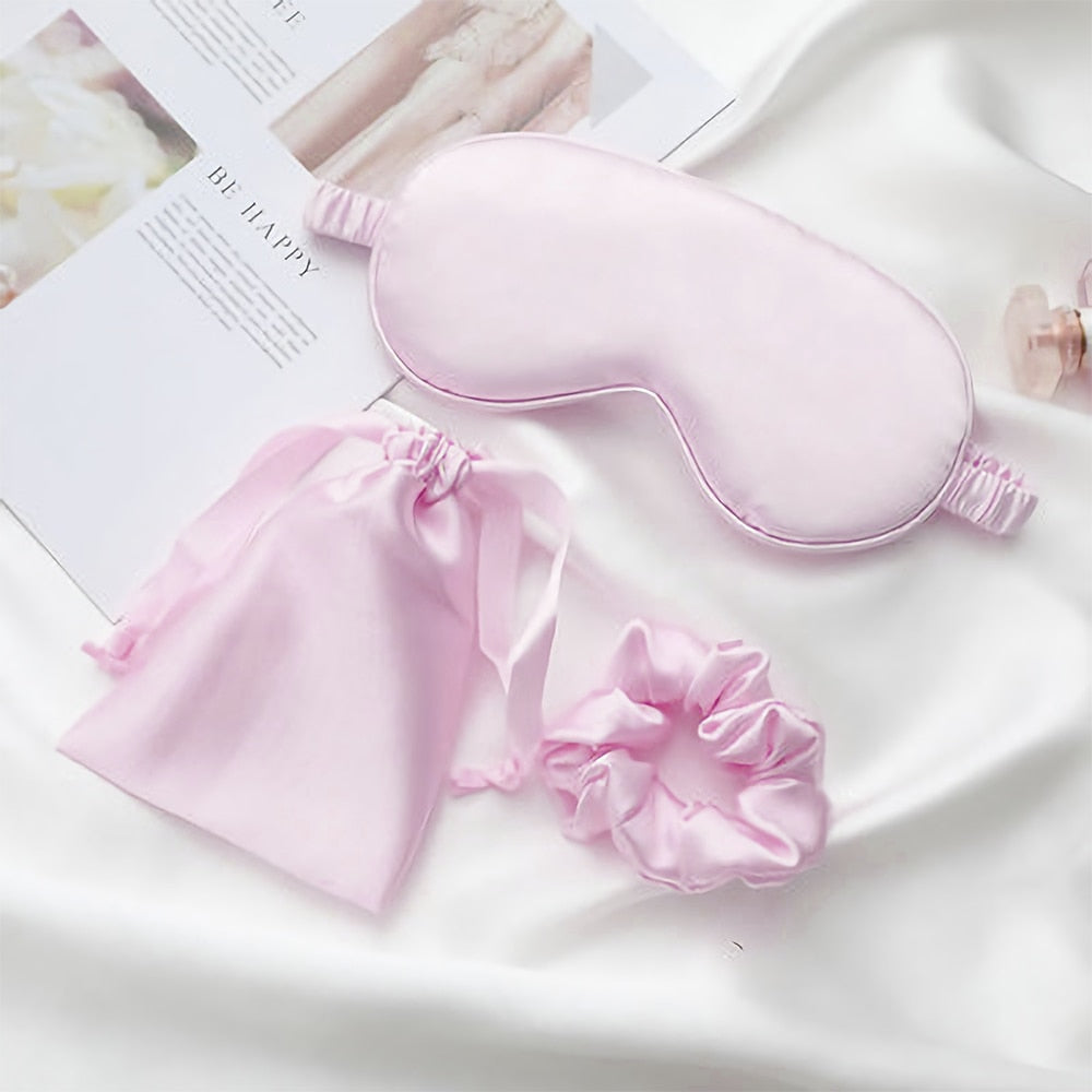 Sleeping Mask Silk Eye Night Mask Sleep Band Aid Eyes Cover Sort Patches For Women Blindfold Health Breathing Relax Nap Bandage