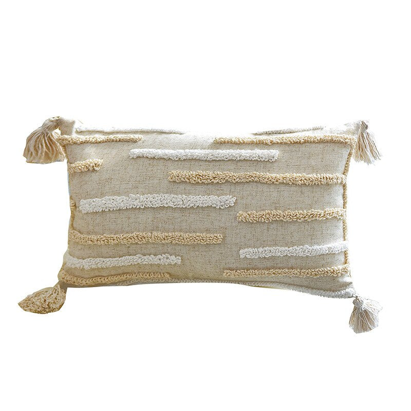 Boho Style cushion cover 45x45cm pillow cover Cotton Linen Tufted Tassles Beige for Home decoration Sofa Bed 45x45cm/30x50cm