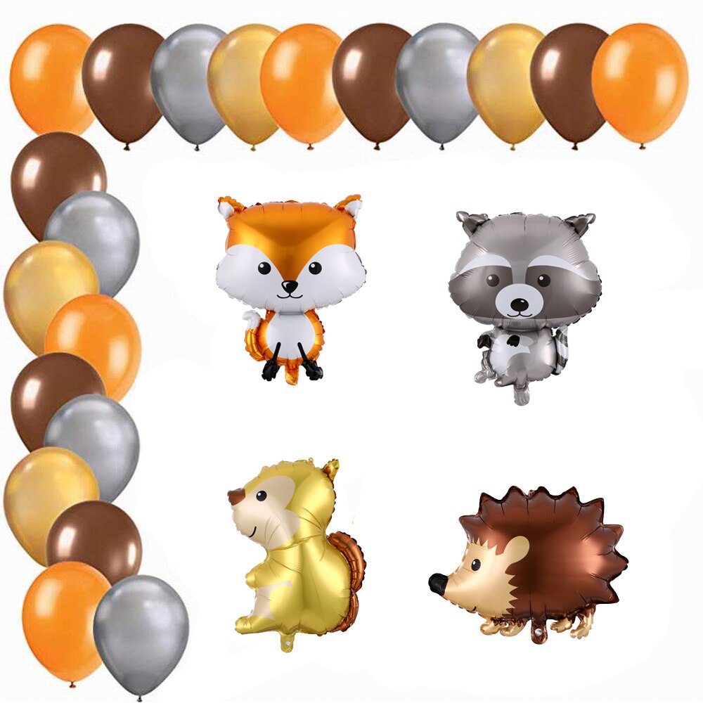 Jungle Safari Forest Party Decorations Raccoon Hedgehog Squirrel Fox Animals Balloons Wild One Baby Shower Birthday Party Globos