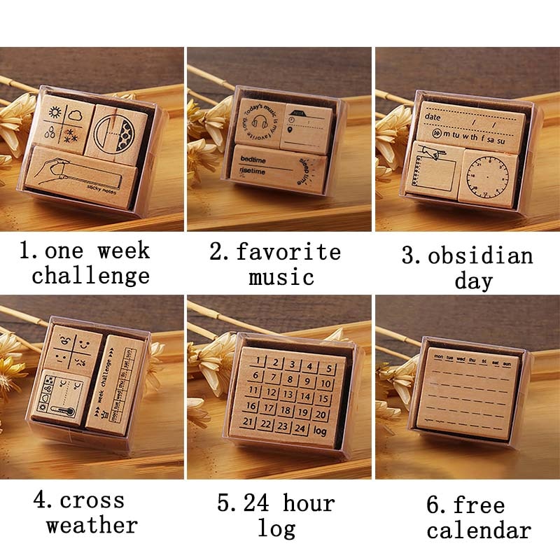 Self Inking Number Letter Stamp School Stationery Wood Rectangle Kids Number Seal Diary Decoration DIY Handmade 1Set with box
