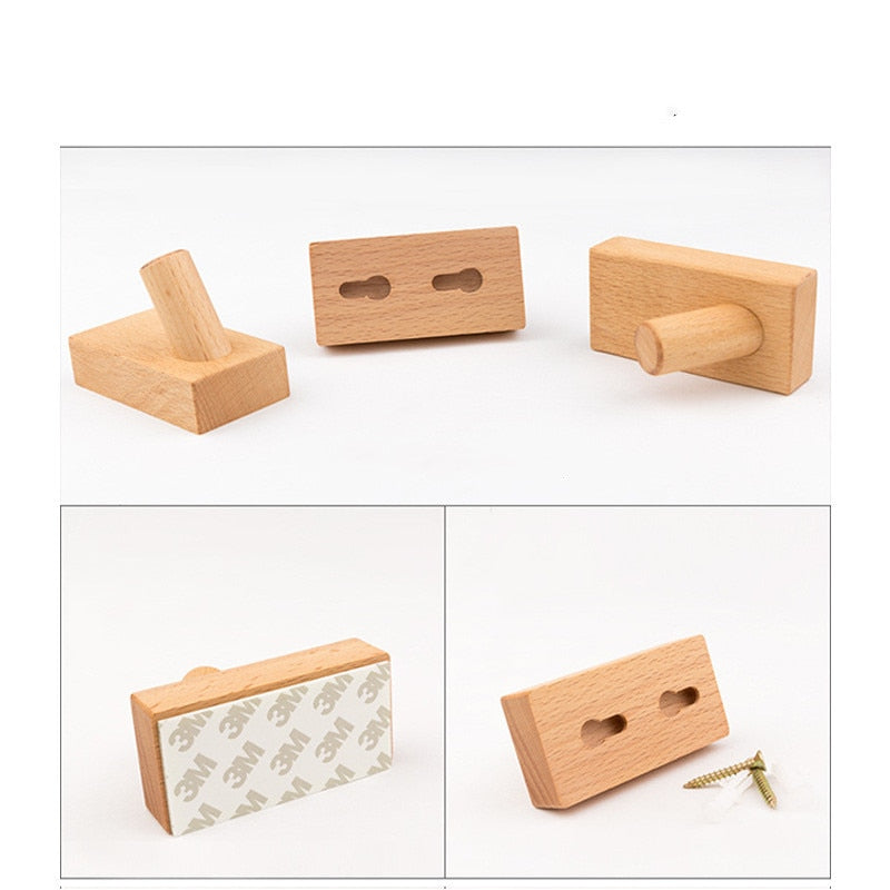Japanese Solid Wood Hook Door Coat Hanger Bedroom Hanging Clothes Hook Clothing Store Wall Organizer Bathroom Towel Hanger