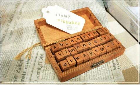 Self Inking Number Letter Stamp School Stationery Wood Rectangle Kids Number Seal Diary Decoration DIY Handmade 1Set with box