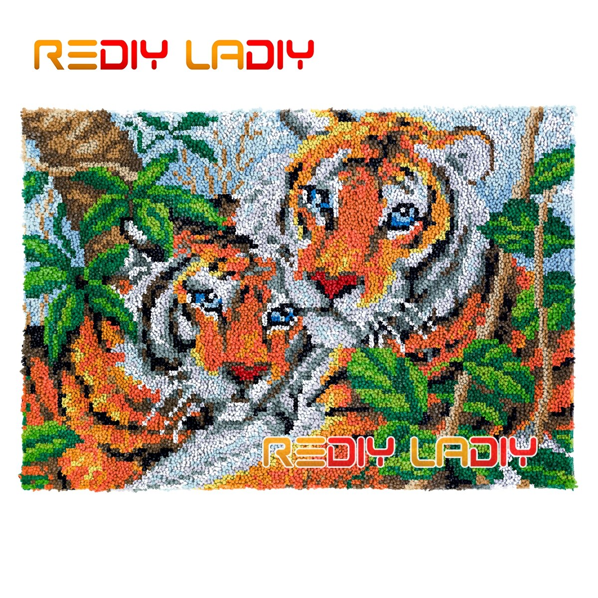 Latch Hook Kits King of Lion Chunky Yarn Embroidery Crocheting Tapestry Kits Needlework Arts & Crafts DIY Carpet Rug 85*58cm