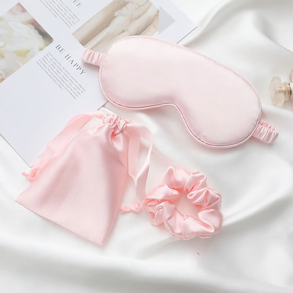 Sleeping Mask Silk Eye Night Mask Sleep Band Aid Eyes Cover Sort Patches For Women Blindfold Health Breathing Relax Nap Bandage