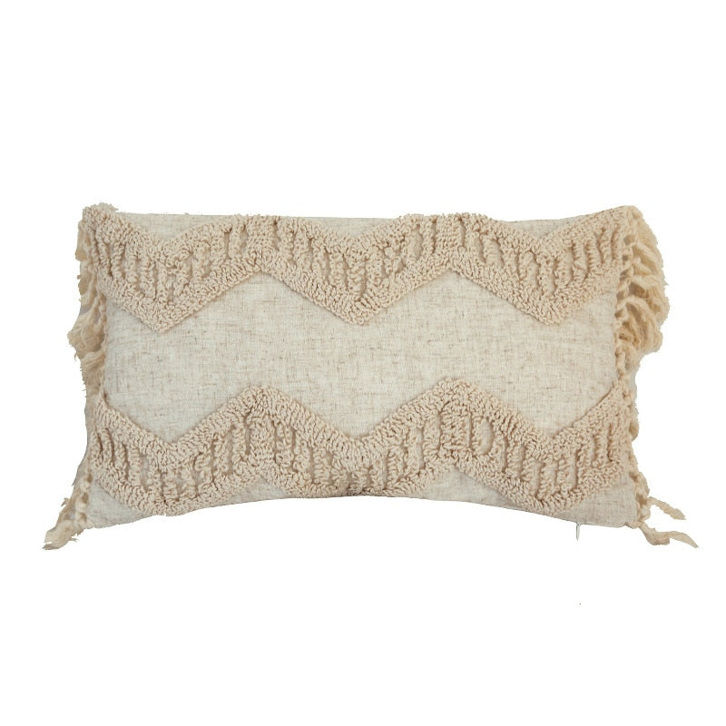 Boho Style cushion cover 45x45cm pillow cover Cotton Linen Tufted Tassles Beige for Home decoration Sofa Bed 45x45cm/30x50cm