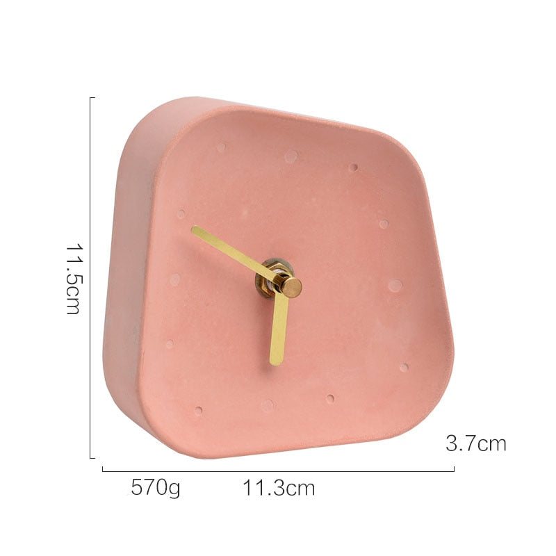 Nordic Home Decoration Accessories Geometry Shaped Cement Table Clock Desktop Decoration Mute Concrete Small Desk Clock