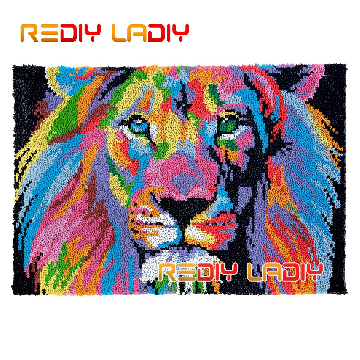 Latch Hook Kits King of Lion Chunky Yarn Embroidery Crocheting Tapestry Kits Needlework Arts & Crafts DIY Carpet Rug 85*58cm
