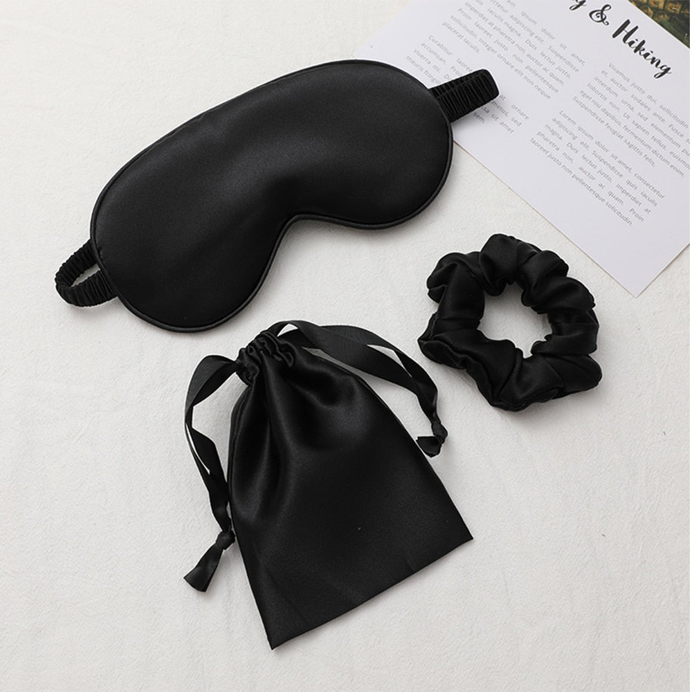 Sleeping Mask Silk Eye Night Mask Sleep Band Aid Eyes Cover Sort Patches For Women Blindfold Health Breathing Relax Nap Bandage