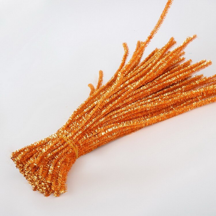 100pcs Glitter Chenille Stems Pipe Cleaners Plush Tinsel Stems Wired Sticks Kids Educational DIY Craft Supplies Toys Crafting