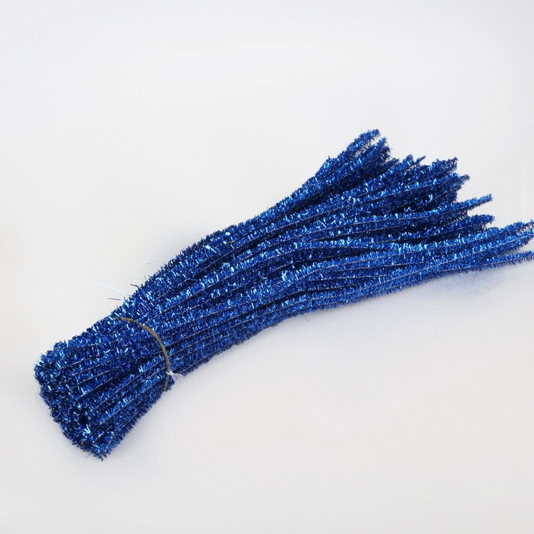 100pcs Glitter Chenille Stems Pipe Cleaners Plush Tinsel Stems Wired Sticks Kids Educational DIY Craft Supplies Toys Crafting