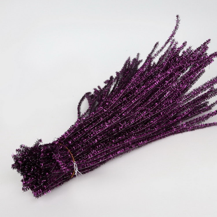 100pcs Glitter Chenille Stems Pipe Cleaners Plush Tinsel Stems Wired Sticks Kids Educational DIY Craft Supplies Toys Crafting