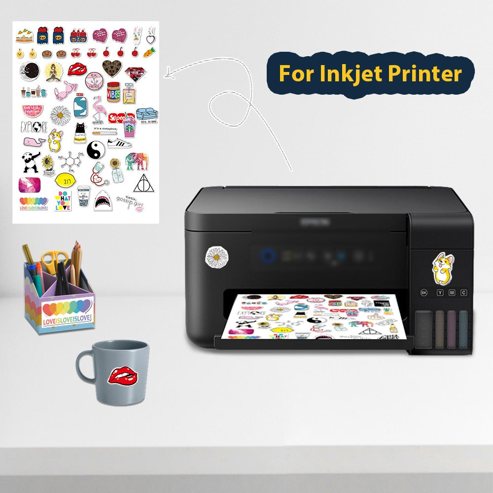 10 Sheets Printable Vinyl Sticker Paper Glossy adhesive Copy Paper 216*279mm Vinyl Printing Paper for Inkjet printer DIY Crafts