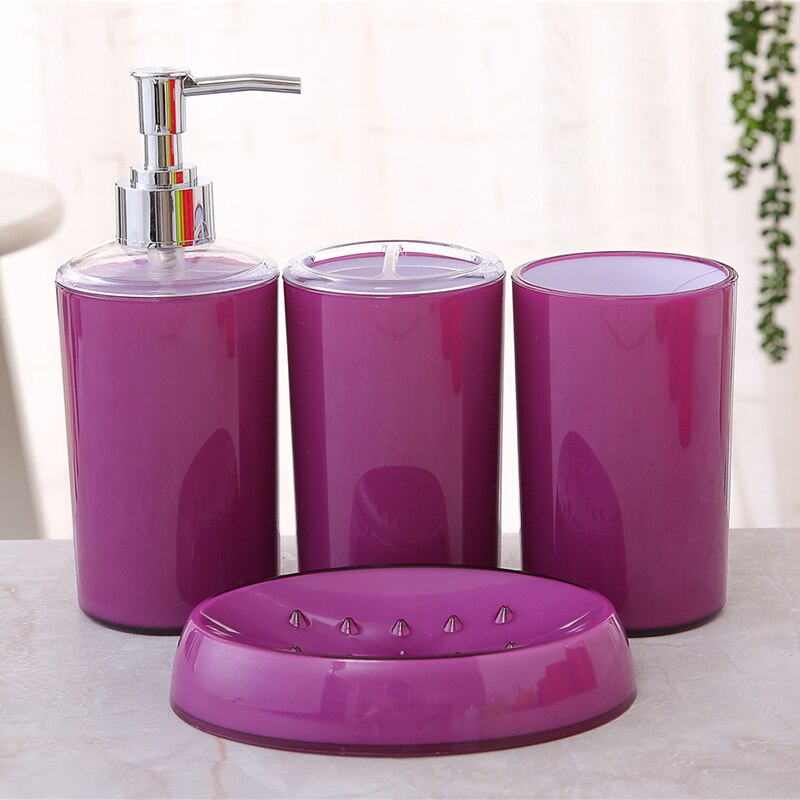 4 Pcs/Set Bathroom Accessories Suit Plastic Soap Dispenser Cup Toothbrush Holder Soap Dish Set