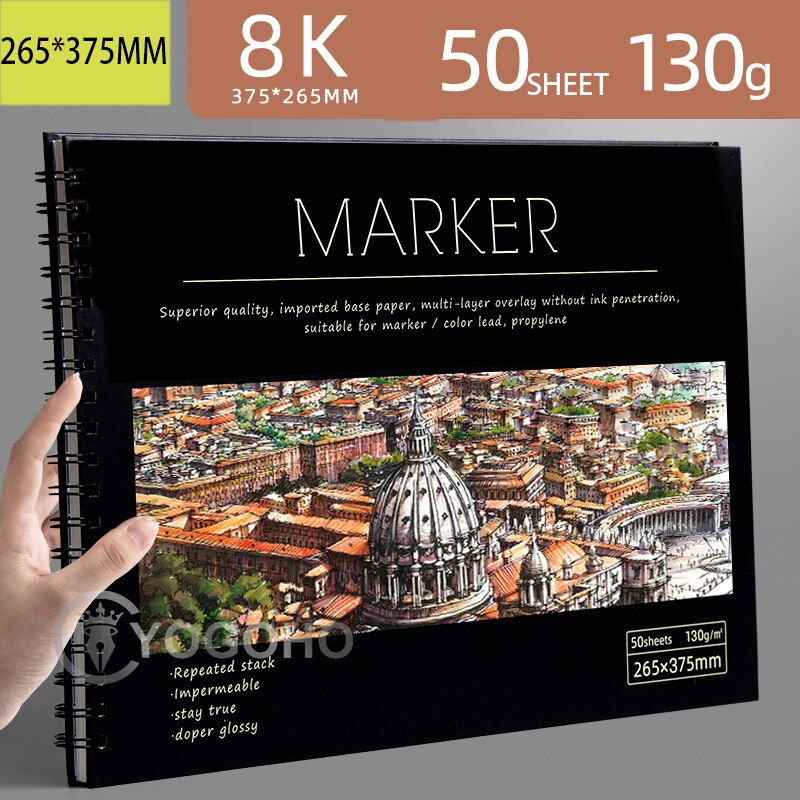 8K/16K/A4 50 Sheets Thicken Paper Sketch Book Student Art Painting Drawing Watercolor Book Graffiti Sketchbook School Stationery