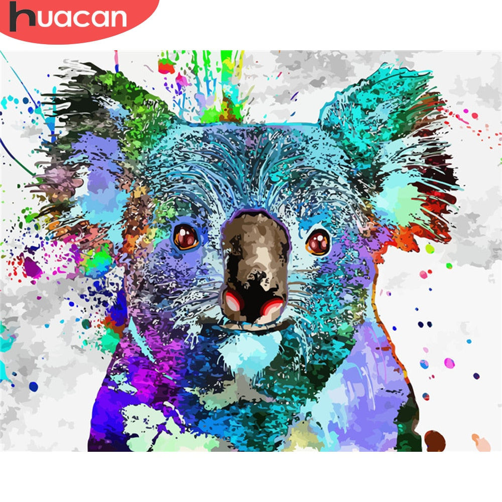 HUACAN DIY Oil Painting By Numbers Koala Animal Paint By Number Canvas Handpainted Kits Home Decoration