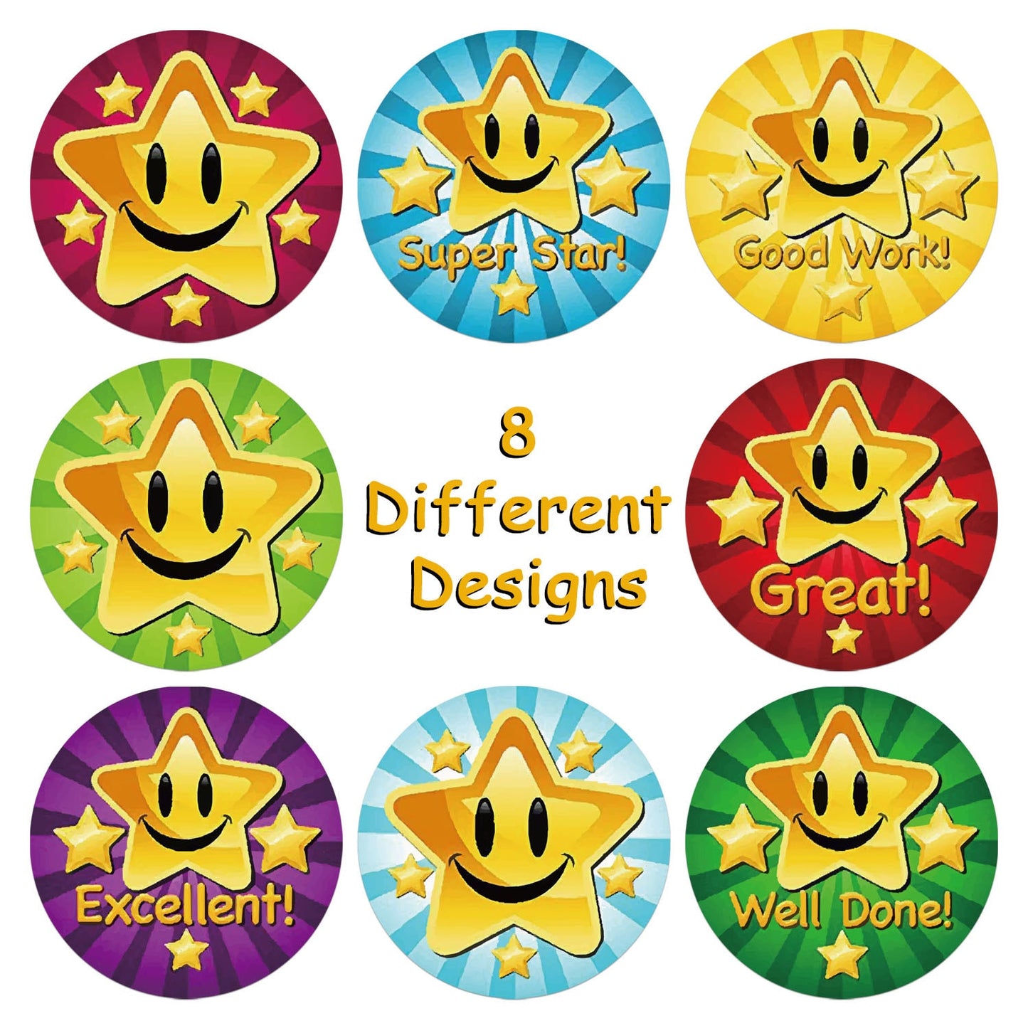 50-500pcs Children Reward Stickers Creative School Supplies Reward Cute Star Sticker 2.5cm Circle Kids Toy Stickers