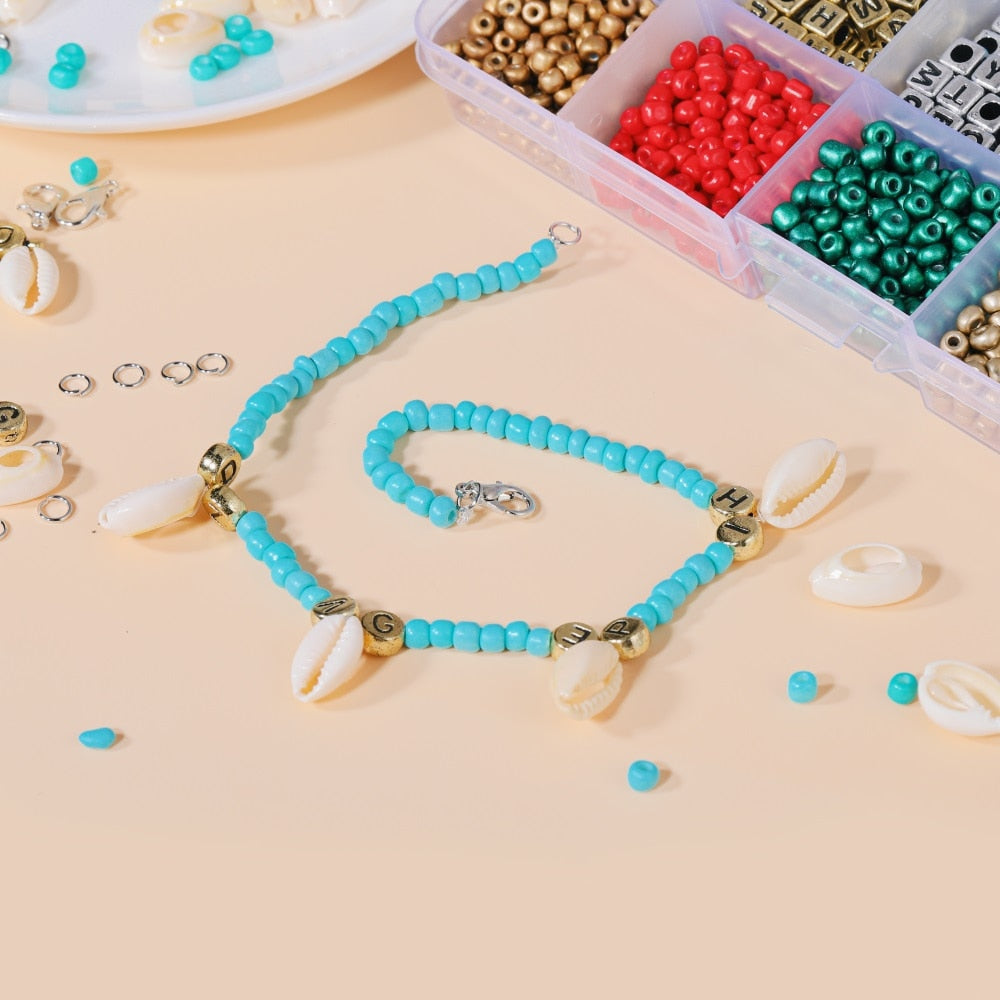 Easy braided Letter Beads Jewelry Making Supplies Kit Beads Wire For Firendship Necklace Bracelet DIY Jewelry Making Kit Finding