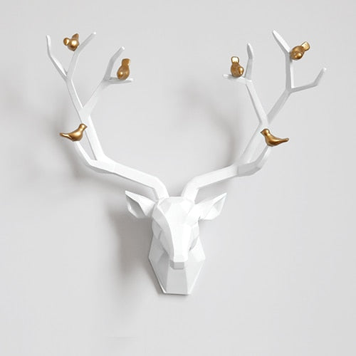 Resin 3d Big Deer Head Wall Decor for Home Satue Decoration Accessories Abstract Sculpture Modern Animal Head wall Decoration