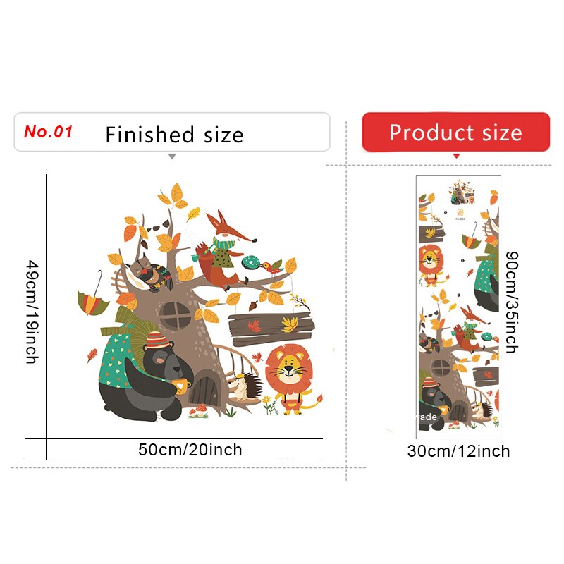 Hand Painted Forest Animals Wall Stickers for Kids room Bedroom Wall Decor Vinyl PVC Wall posters Home Decor Cartoon Wall Decals