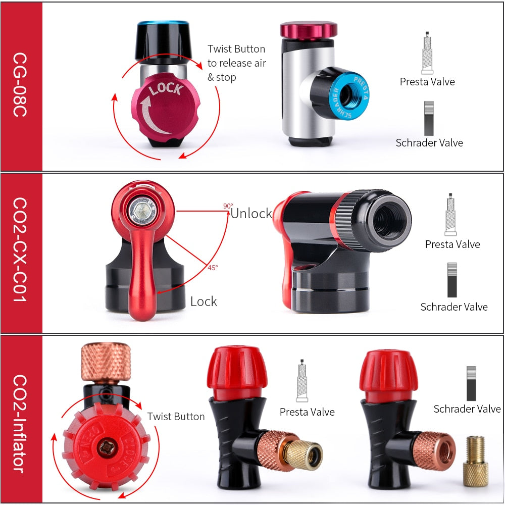 CO2 Inflator Bicycle Pump (No CO2 Cartridges), Mini Hand Bike Pump, Mountain Road Cycling Accessories, Bicycle Tire Repair Kit