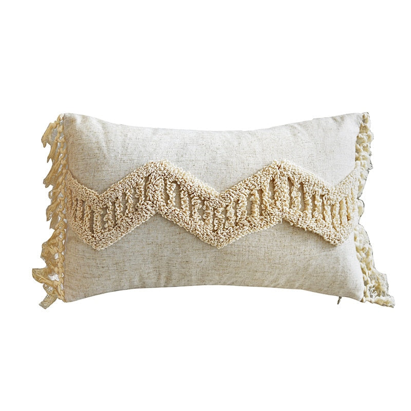 Boho Style cushion cover 45x45cm pillow cover Cotton Linen Tufted Tassles Beige for Home decoration Sofa Bed 45x45cm/30x50cm