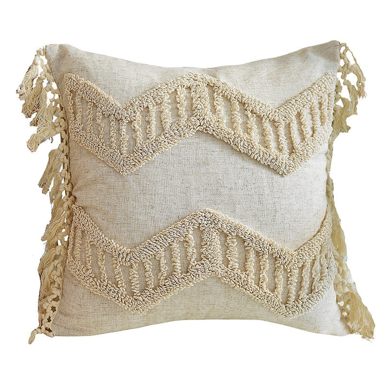 Boho Style cushion cover 45x45cm pillow cover Cotton Linen Tufted Tassles Beige for Home decoration Sofa Bed 45x45cm/30x50cm