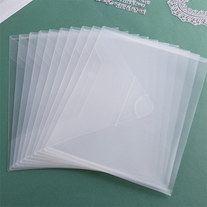 10pcs-40pcs Transparent Plastic Folder Storage Bags Envelopes For Cutting Dies Stamps Paper Cardstock Organizer Holders Bags