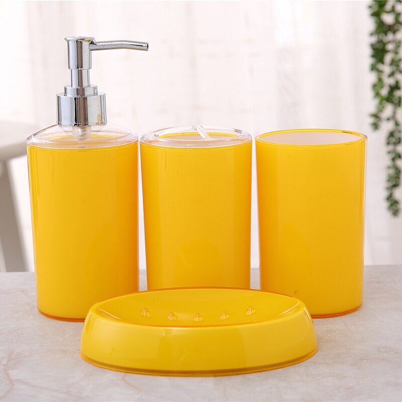 4 Pcs/Set Bathroom Accessories Suit Plastic Soap Dispenser Cup Toothbrush Holder Soap Dish Set