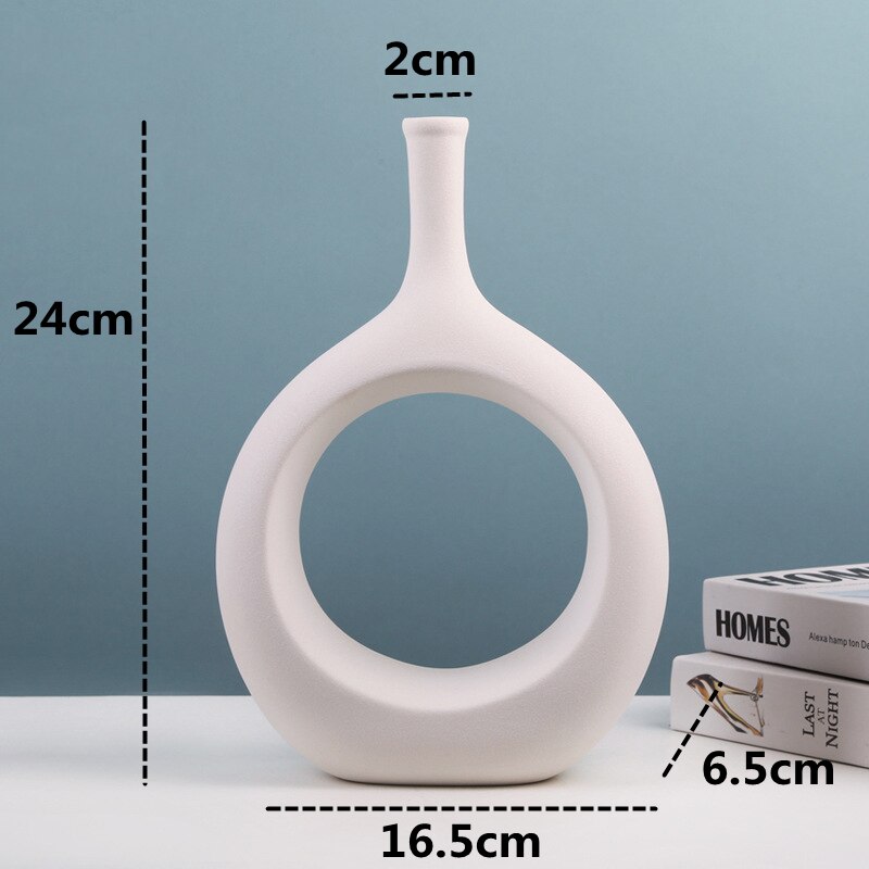 VILEAD Ceramic Hollow Out Flower Vase Figurines Nordic Modern Planter Pots Living Room Desktop Interior Decorative Decorations