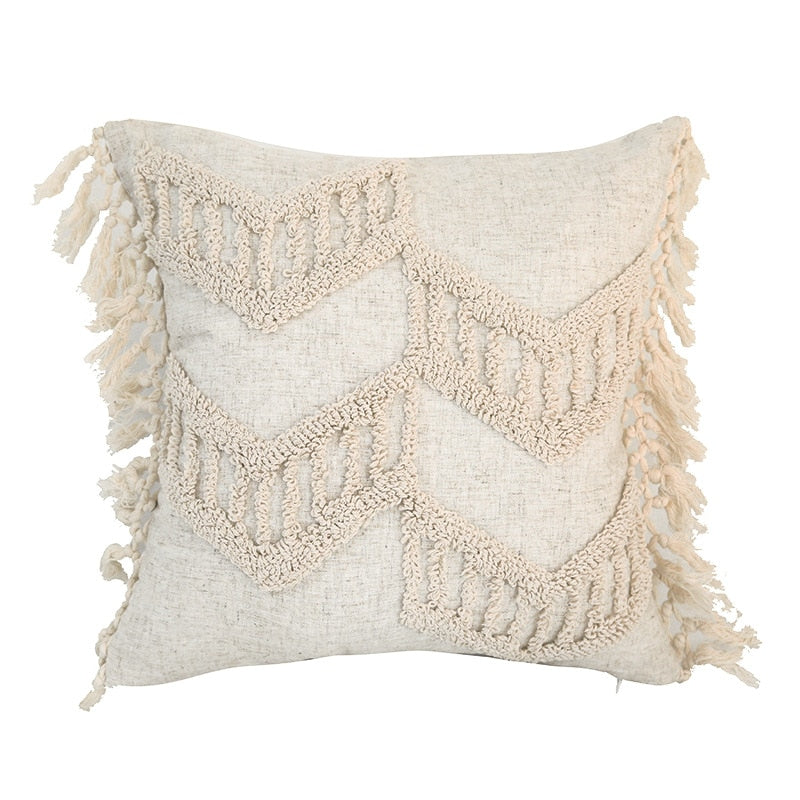 Boho Style cushion cover 45x45cm pillow cover Cotton Linen Tufted Tassles Beige for Home decoration Sofa Bed 45x45cm/30x50cm