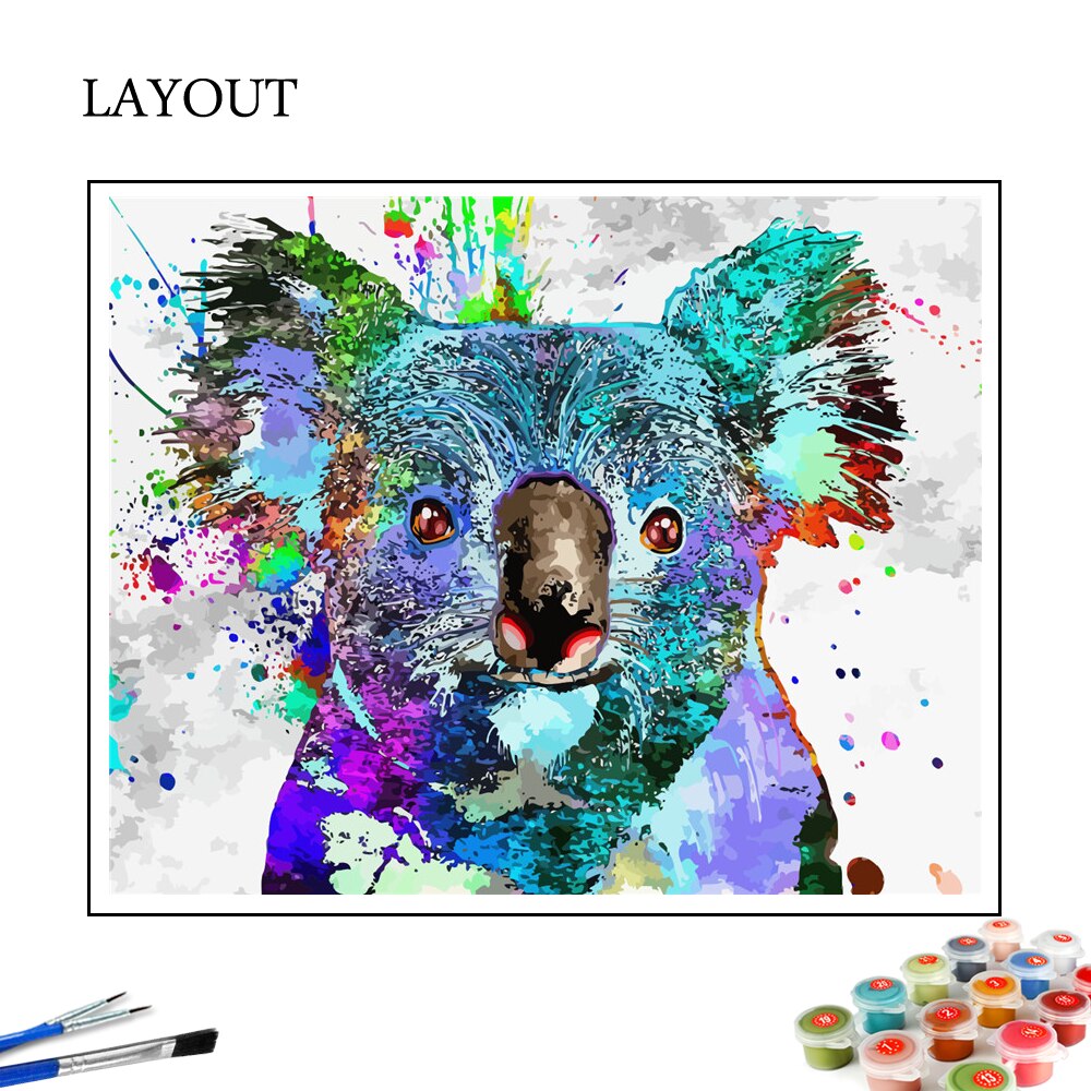 HUACAN DIY Oil Painting By Numbers Koala Animal Paint By Number Canvas Handpainted Kits Home Decoration