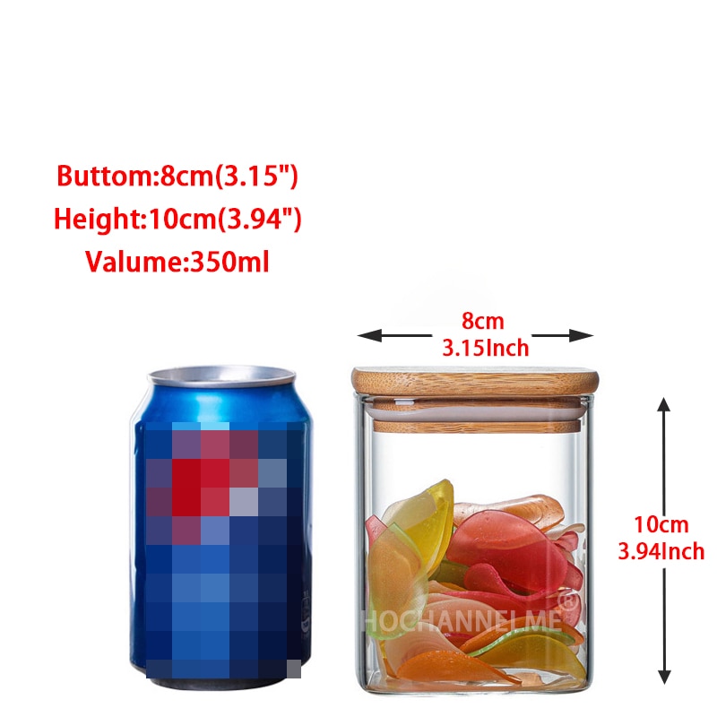 Square Sealed Glass Jars For Spice Kitchen Storage Coffee Bean Storage Can Mason Jar With Lid Food Container