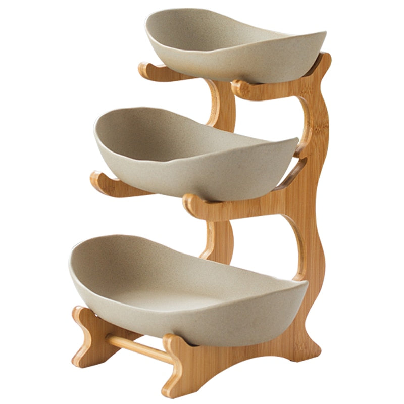 2021 Living Room Home Three-layer Plastic Fruit Plate Snack Dish Creative Modern Dried Fruit Bowl Basket Candy Cake Stand