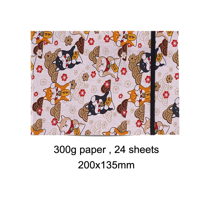 Japan 300g Cotton Watercolor Paper Drawing Book 200x135mm Hot Stamping Sketchbook Painting Travel Hand Book Sketch Pad