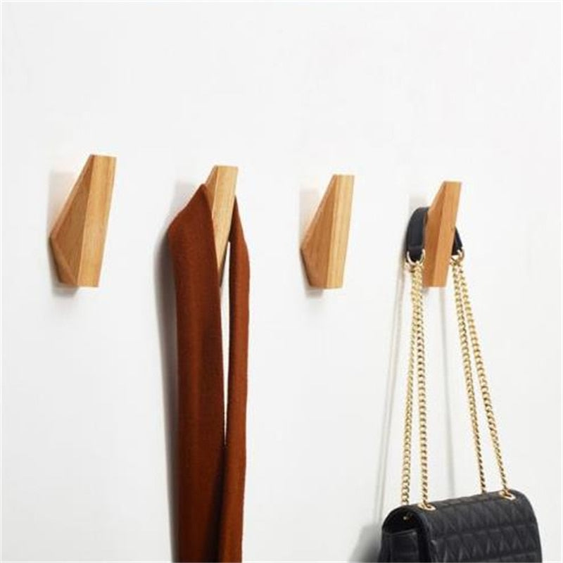 1Pc New Japanese Style Simple Modern Solid Wood Hook Wall Hanging Decoration Household Towel Key Hook Fitting Room Coat Hooks