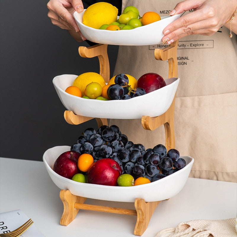 2021 Living Room Home Three-layer Plastic Fruit Plate Snack Dish Creative Modern Dried Fruit Bowl Basket Candy Cake Stand