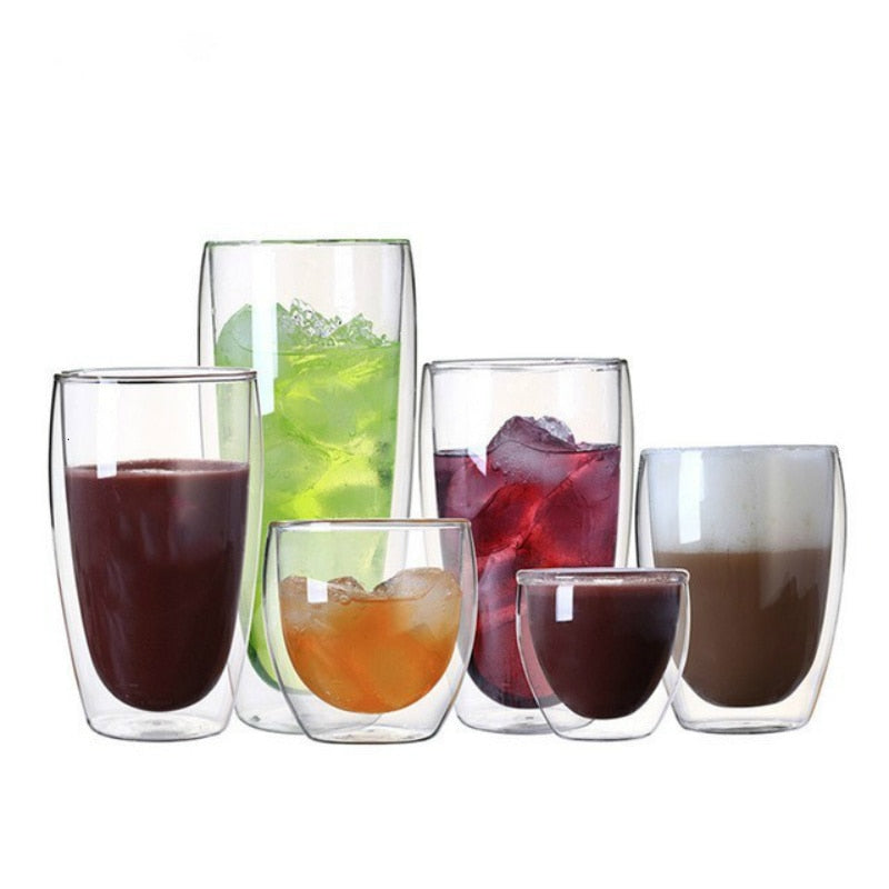 New Heat-resistant Double Wall Glass Cup Beer Espresso Coffee Cup Set Handmade Beer Mug Tea glass Whiskey Glass Cups Drinkware