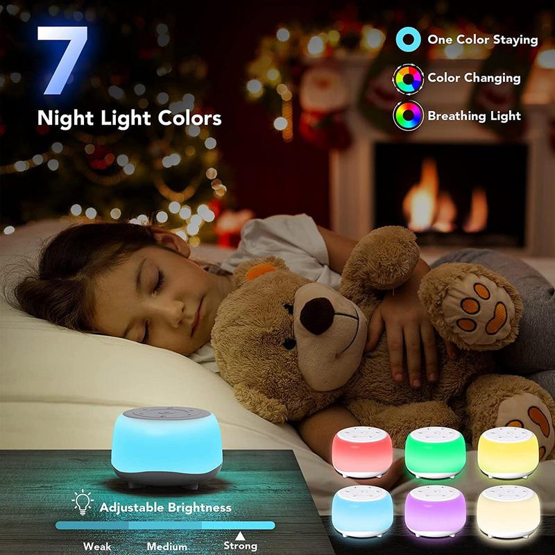 Desktop White Noise Machine Sleep Sound Machine For Adults Baby Sleep Soother Colors Night Lights Soothing Sounds Stress Relief
